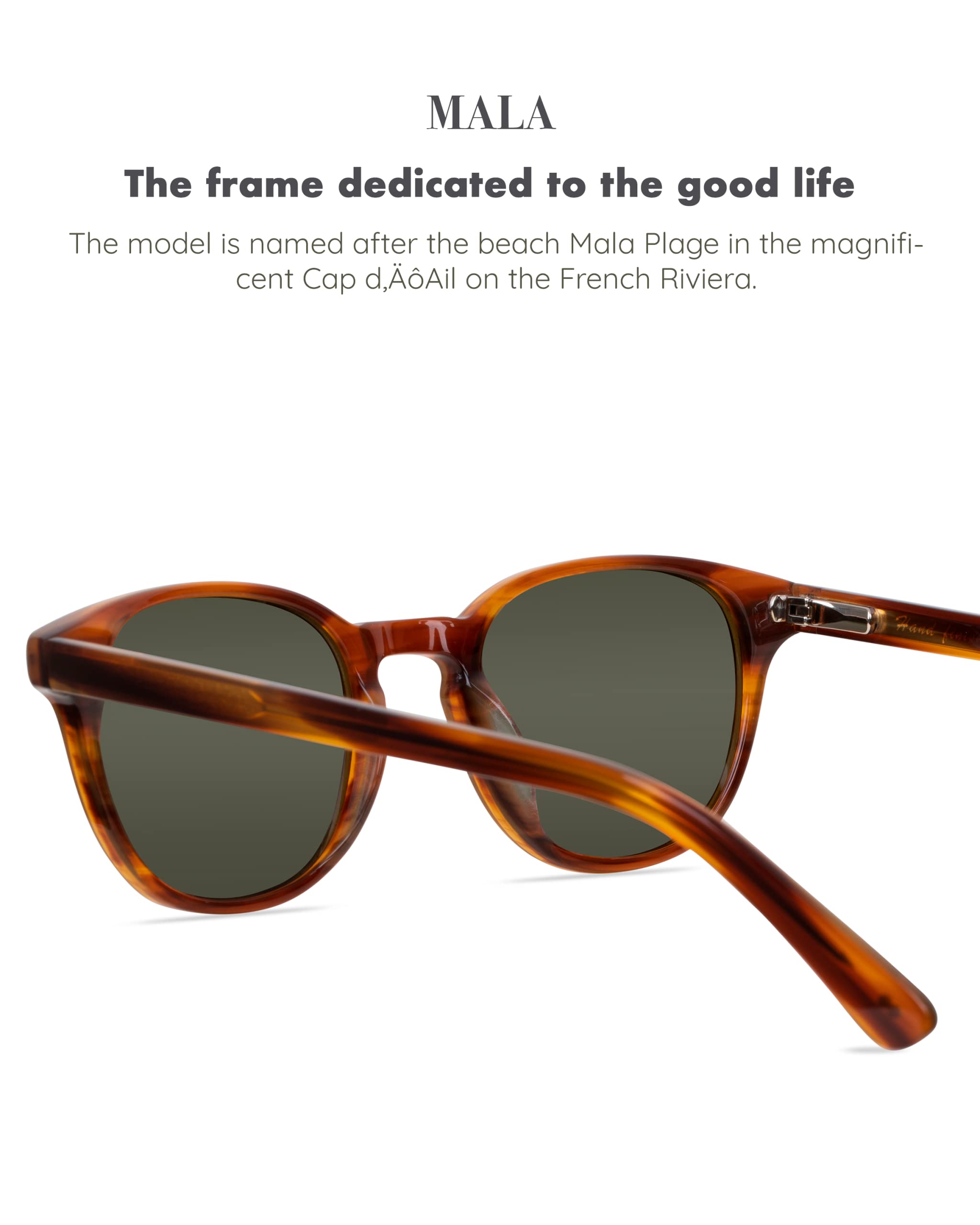Christopher Cloos Mala Bourbon Round Polarized Sunglasses for Men & Women - UV Protection Unisex Fashion Shades with Case - Perfect for Driving, Beach & Outdoor Activities