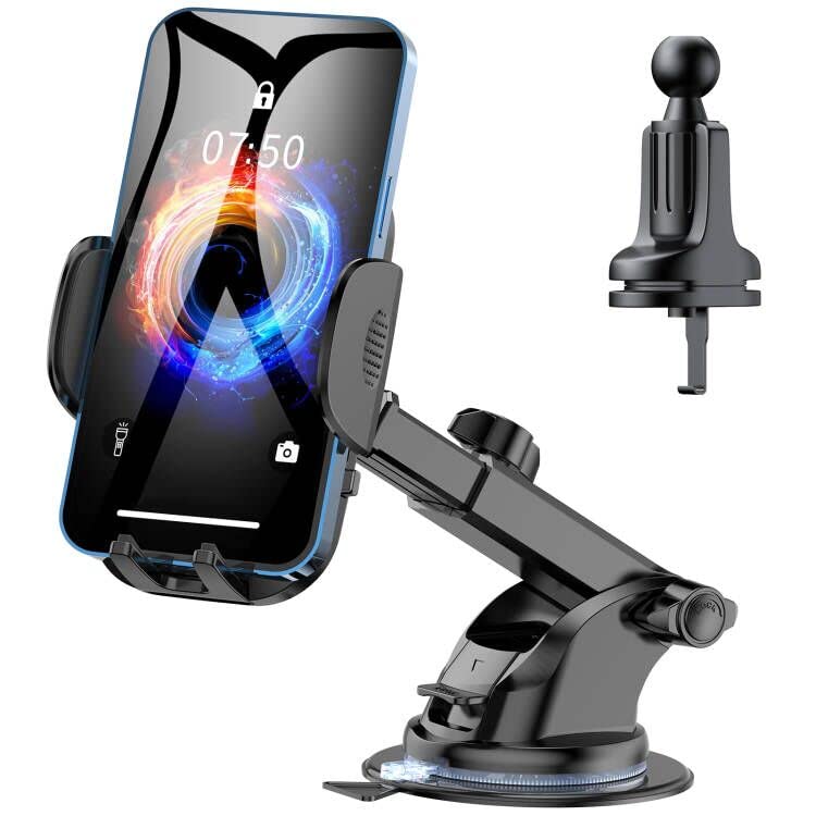 Universal Car Phone Holder Mount - Adjustable Air Vent & Dashboard Clip, Anti-Shake Long Arm for Hands-Free Driving (4-7 Inch Phones) | Perfect for Commuting, Road Trips & GPS Navigation