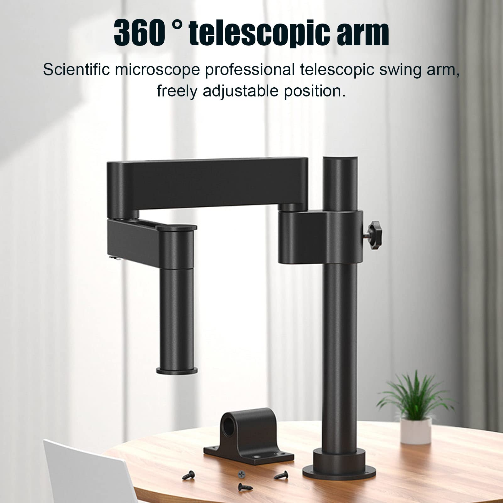 Universal Microscope Stand with 360° Rotation & Adjustable Arm - Heavy Duty Clamp Mount for Microscopes, Cameras, and Lab Equipment - Perfect for Science Labs, Photography Studios, and Home Workspaces