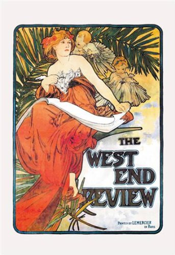 Alphonse Mucha The West End Art Nouveau Peel & Stick Wall Decal - 16x24 Inch Removable Wall Sticker for Home, Office & Nursery Decor - Easy DIY Wall Art for Bedroom, Living Room & Dorm