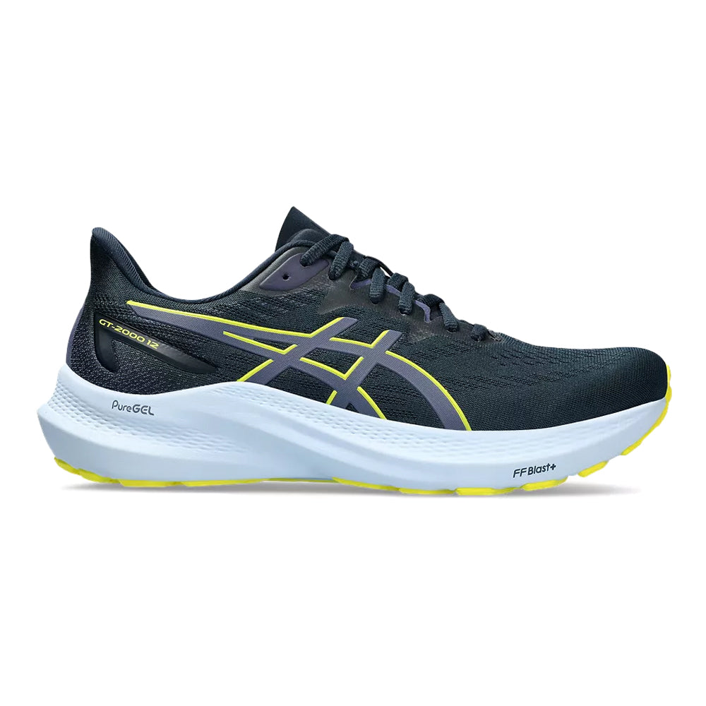 ASICS GT 2000 12 Running Shoes for Men - Lightweight Stability Sneakers in French Blue/Bright Yellow - Size 7 D Medium - Perfect for Road Running, Gym Workouts & Daily Walking