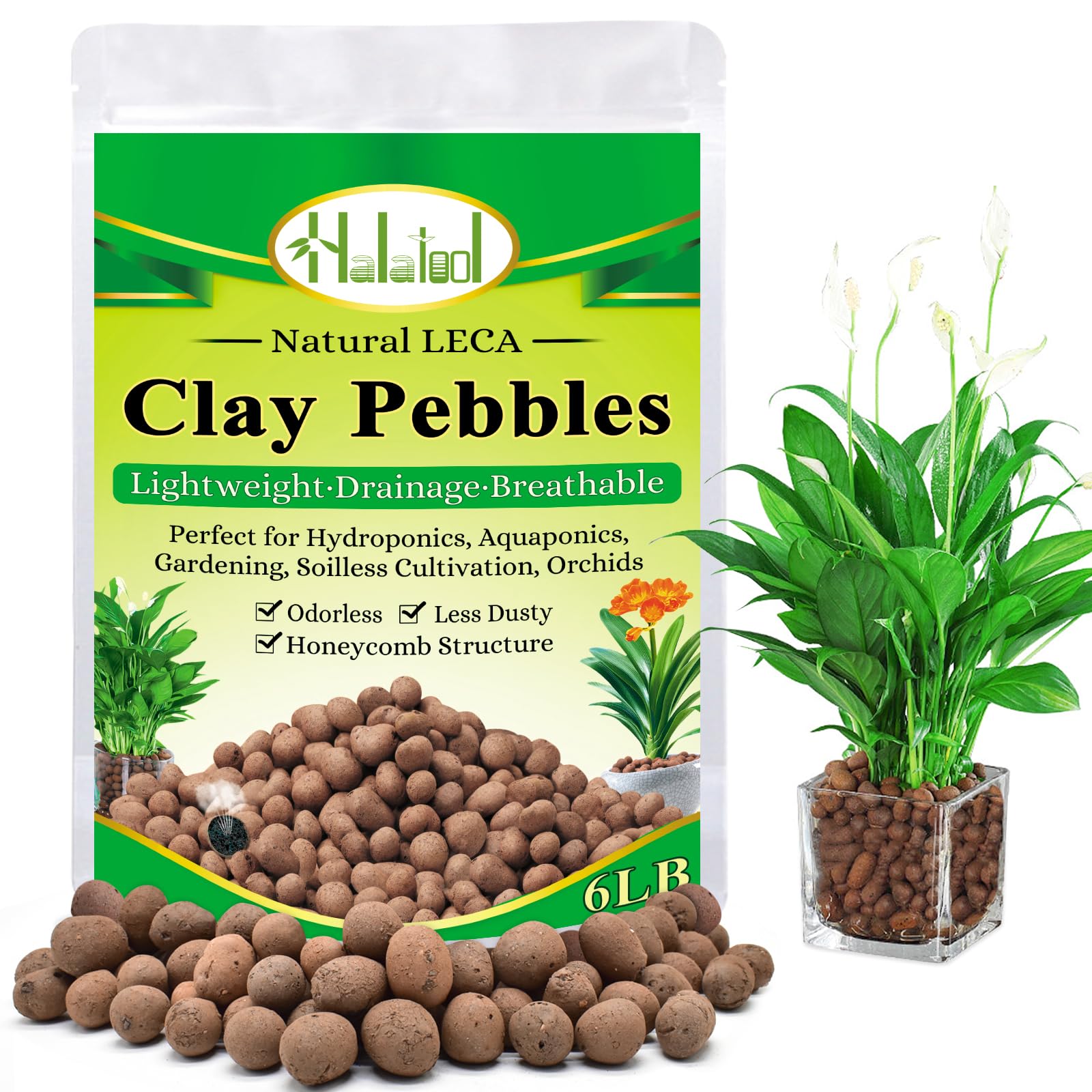 Premium 6LB Natural Expanded Clay Pebbles (4mm-16mm) - Hydroponic Growing Media for Indoor Plants, Aquaponics & Aquariums | Lightweight Clay Balls for Potted Plants, Orchids, Herbs & Hydroponic Systems - Perfect for Home Gardening, Vertical Farms & Water Filtration