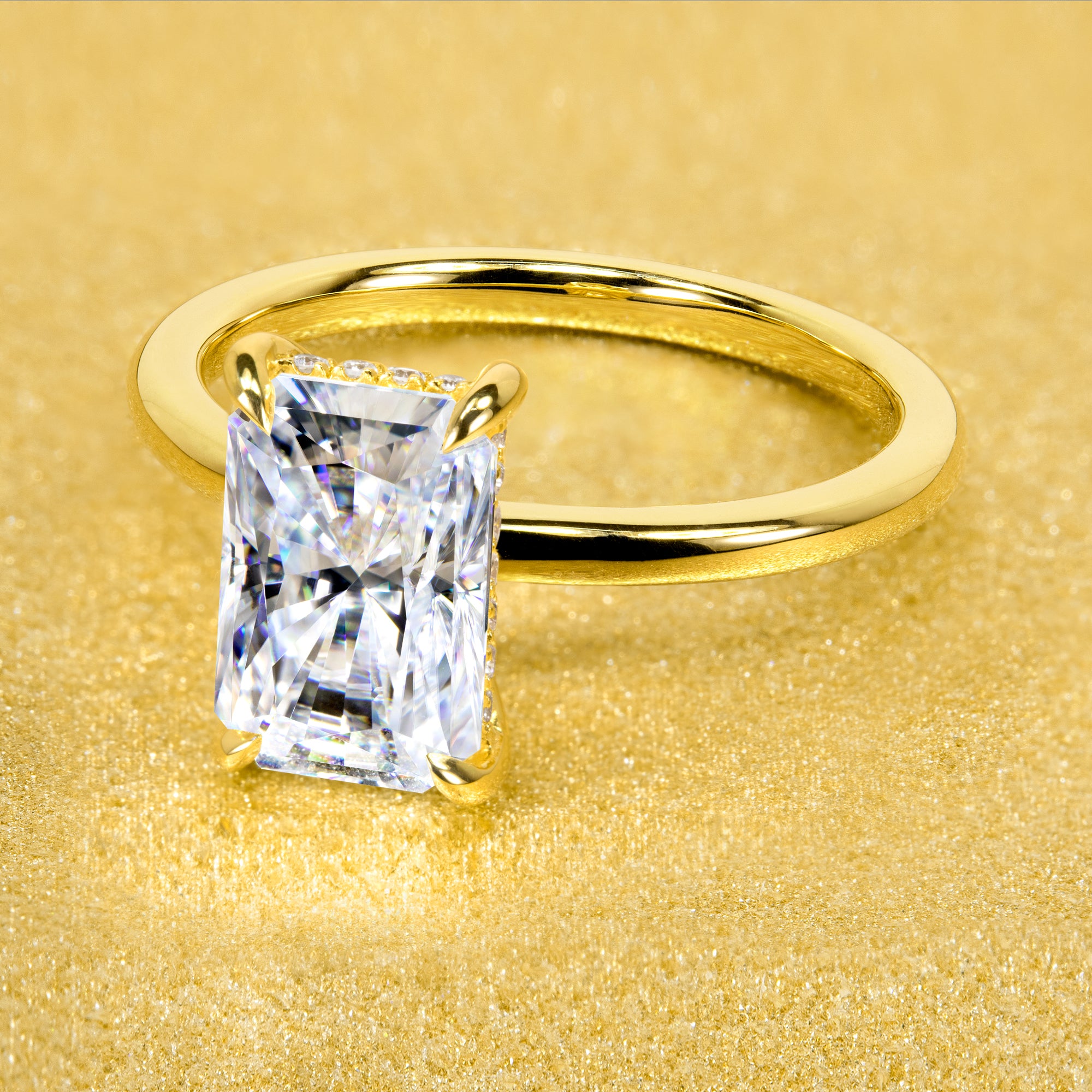 3ct Elongated Radiant Cut Moissanite Engagement Ring with Hidden Halo - The Adara | Perfect for Proposals, Weddings & Anniversary Gifts