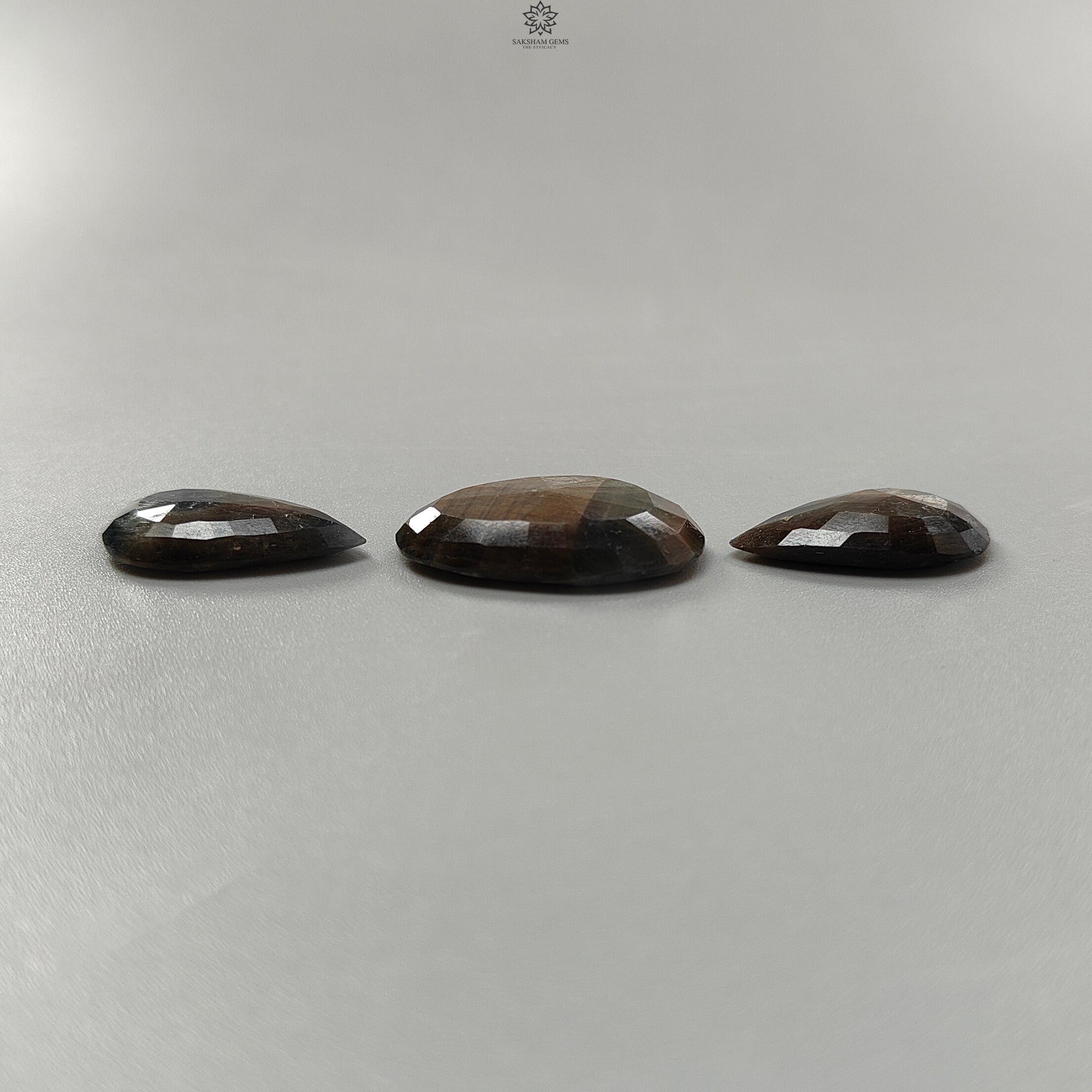 Natural Untreated Golden Brown Chocolate Sapphire Gemstone - 54.00cts Faceted Cut Pear Shape (22.5*14mm to 26.5*18mm) 3pc Set for Jewelry Making, Engagement Rings & Luxury Gifts