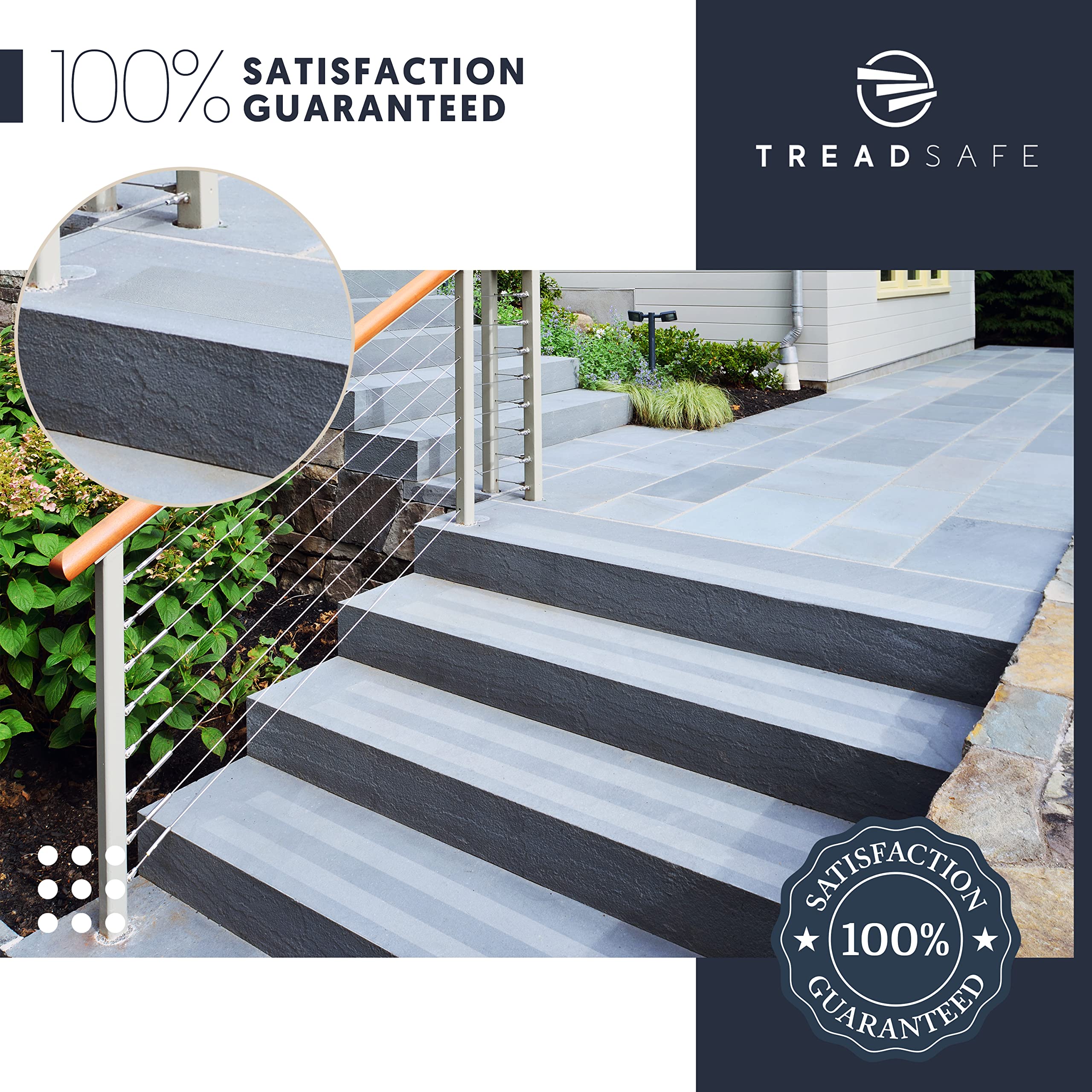 TREADSAFE Clear Non-Slip Grip Tape for Stairs - Indoor & Outdoor Anti-Slip Stair Treads for Wooden Steps - Heavy Duty Friction Tape for Enhanced Safety on Slippery Stairs (Perfect for Homes, Offices, and Public Spaces)
