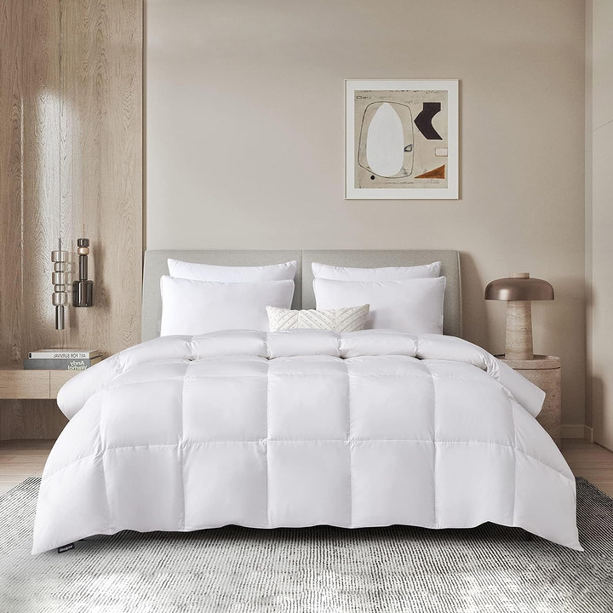 Beautyrest Tencel Cotton Blend White Down Alternative Comforter - All Seasons Medium Weight King Size Bedding - Perfect for Master Bedroom, Guest Room & Cozy Home Decor
