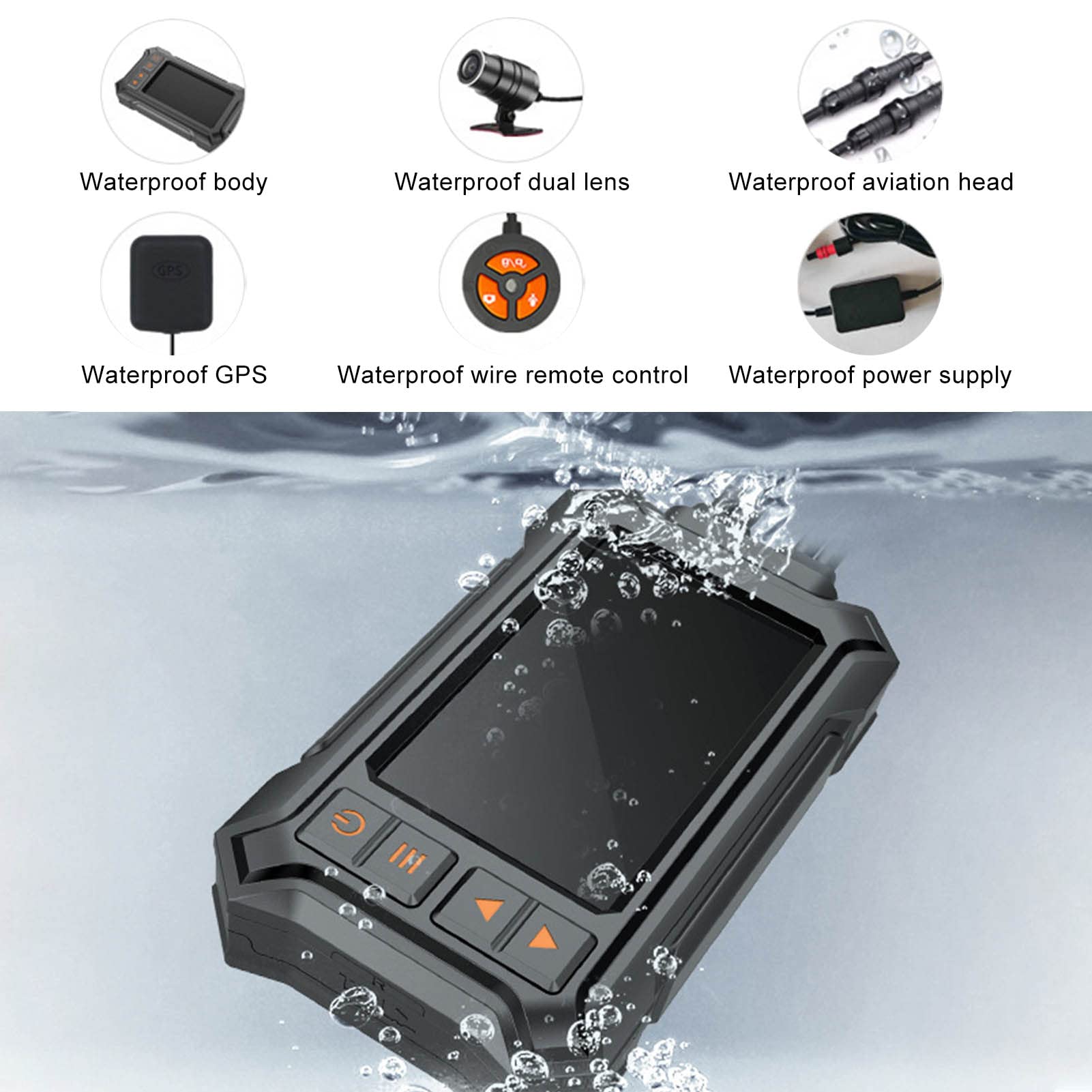 Dual Lens 150° Motorcycle DVR - IP67 Waterproof ABS/Metal for Adventure Riding