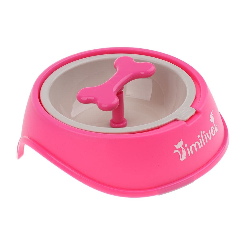 UJEAVETTE Rotating Slow Feeder Dog Bowl - Anti-Choking Pet Food Dish for Puppies & Cats - Rose Red - Perfect for Fast Eaters & Mealtime Enrichment