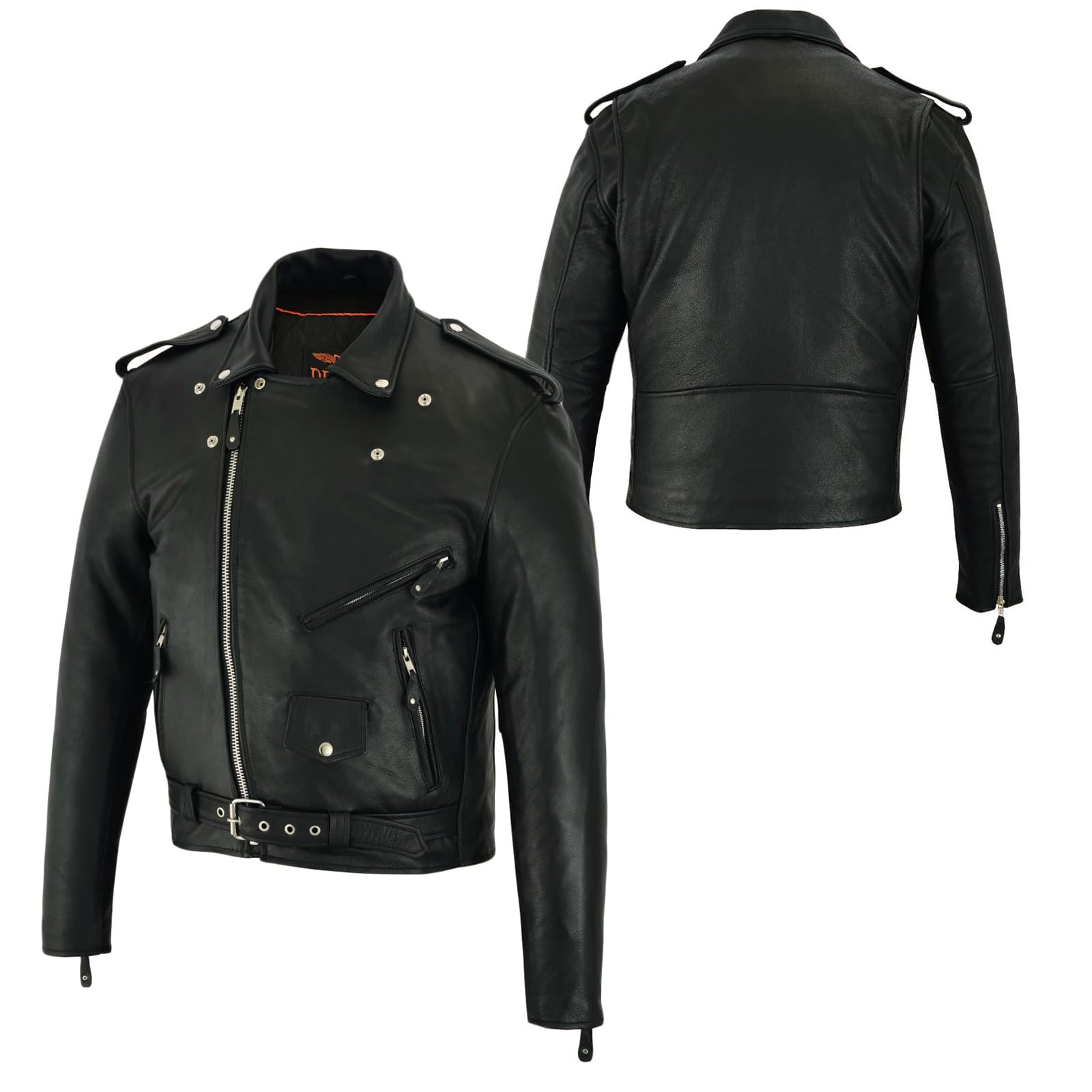 Premium Men's Leather Motorcycle Jacket - Classic Biker Jacket for Riding, Black | Durable & Stylish for Urban Commuting & Road Trips