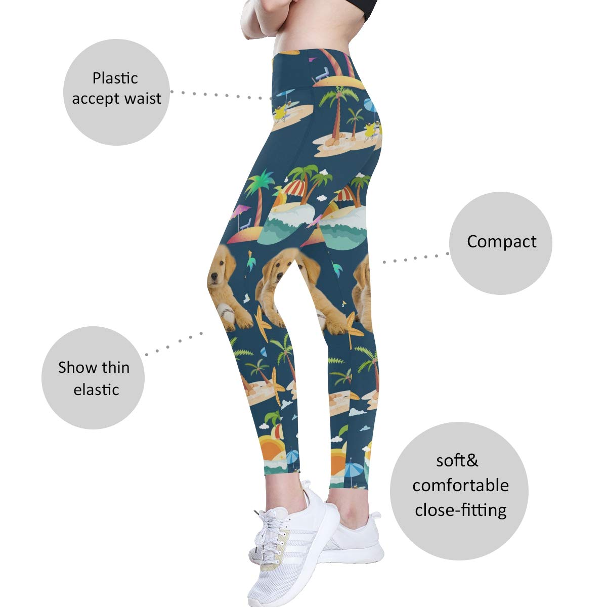 Golden Retriever Print Women's Yoga Pants - Cute Summer Workout Leggings with Fun Dog Pattern | Perfect for Yoga, Gym, Running & Casual Wear