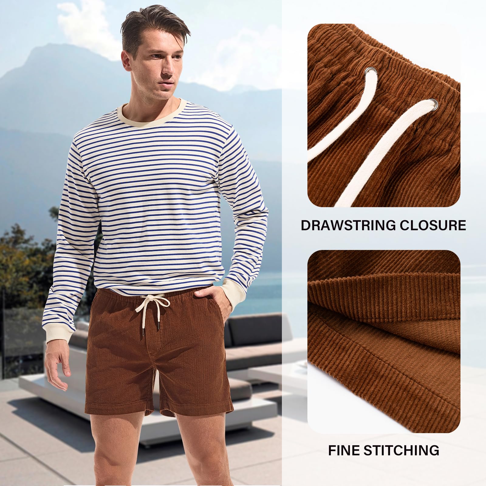 AMY COULEE Men's Corduroy Shorts 5.5