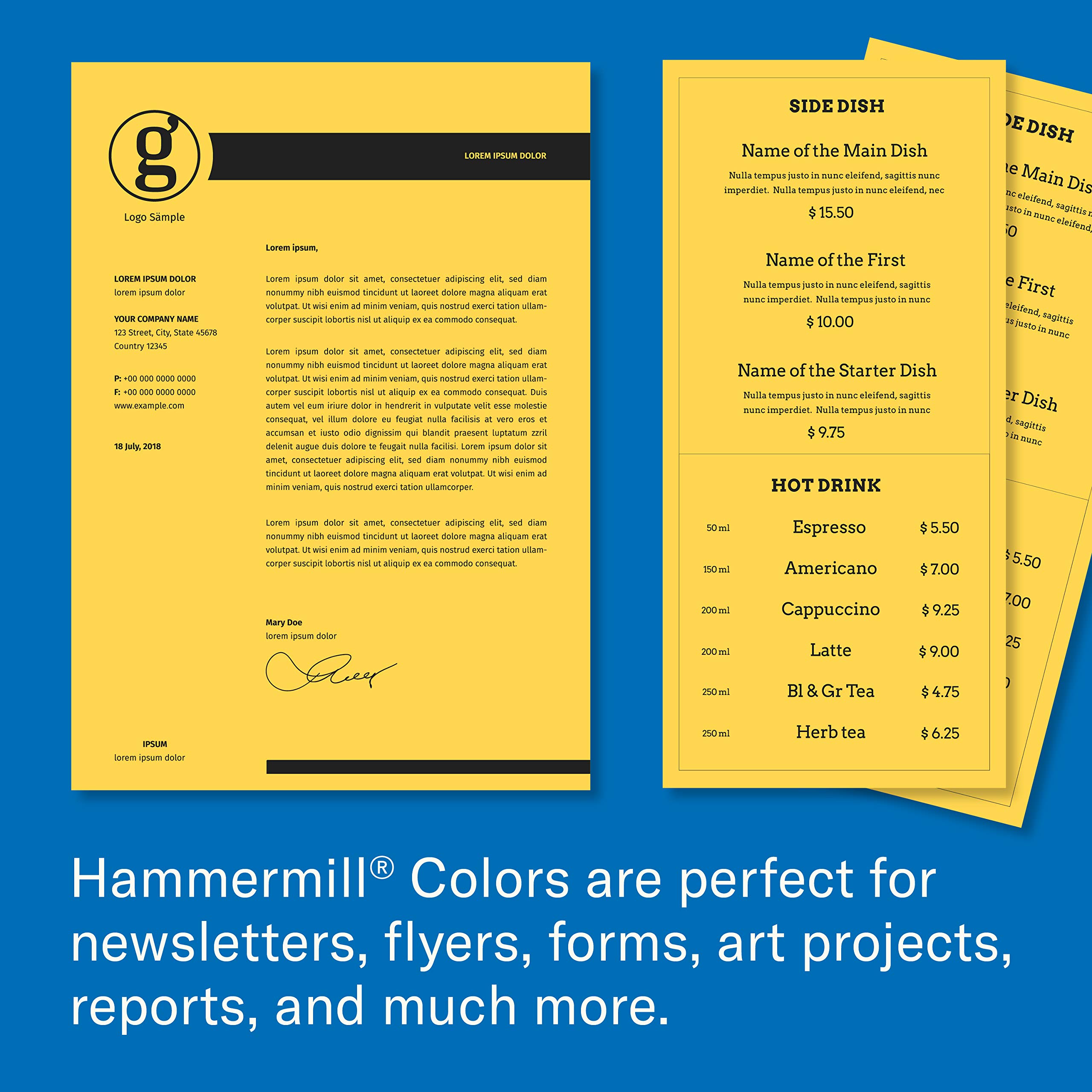 Hammermill 20 lb Goldenrod Colored Printer Paper, 8.5 x 14 Legal Size - 10 Reams (5,000 Sheets) Pastel Paper for Office, School & Crafting - Made in USA, Item 103150C