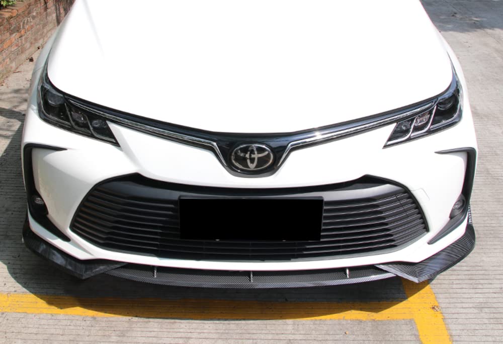 Carbon Fiber ABS Front Bumper Lip Spoiler for 2020-2021 Toyota Corolla LE/XLE - Body Kit Splitter, Chin Spoiler, Painted Finish | Enhances Aerodynamics & Sporty Look for Street Racing & Car Shows