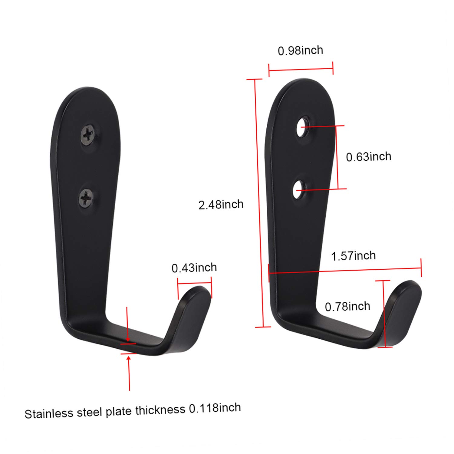 8 Pack Heavy Duty Stainless Steel Wall Hooks - Multi-Purpose Coat, Luggage & Key Hooks for Garage, Bathroom, Kitchen & Dining Room - Indoor & Outdoor Use (Black) - Perfect for Organizing Entryways, Closets & Mudrooms