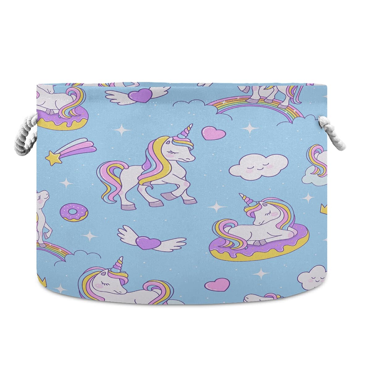 Large Cotton Rope Storage Basket with Unicorn Design - Perfect for Baby Laundry, Blankets & Toys Organization - Durable Nursery Hamper for Kids Room Decor & Playroom Storage