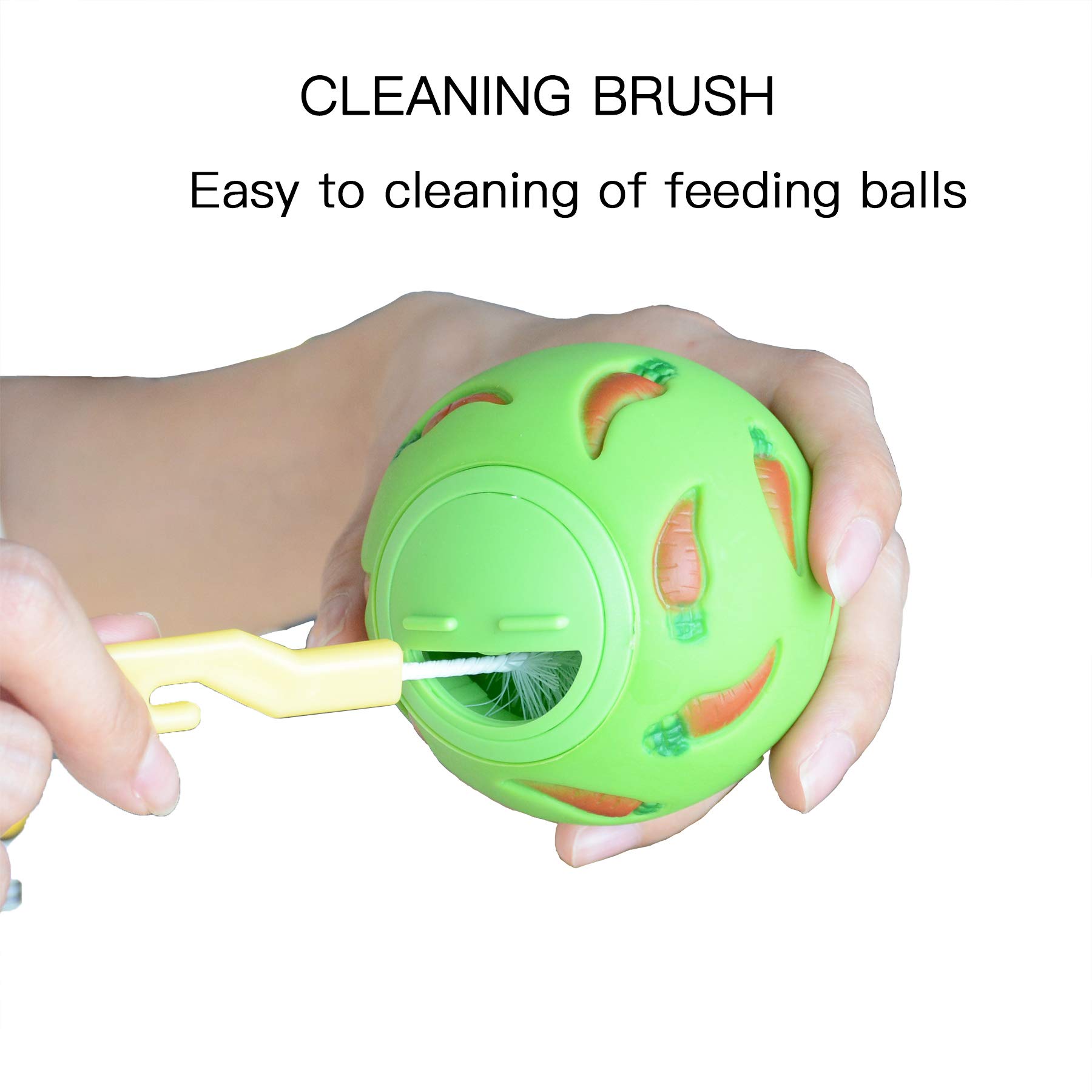 2-in-1 Treat Ball with Brush - Interactive Snack Dispenser Toy for Rabbits, Small Pets & Rats - Promotes Dental Health & Foraging Fun - Perfect for Boredom Relief & Mental Stimulation (Great for Cages, Playtime & Training)