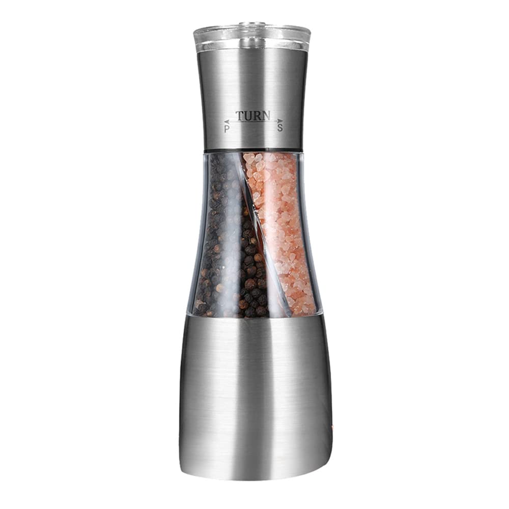 Premium 2-in-1 Pepper and Salt Grinder Set - Adjustable Ceramic Mill with Dual Spice Shaker - Ideal for Kitchen, Dining Table & Outdoor Cooking Accessories