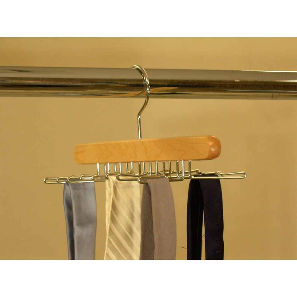 Proman Products HG16066 Natural Wooden Clothes Hanger with Hooks - Perfect for Closet Organization, Laundry Room, and Travel Use