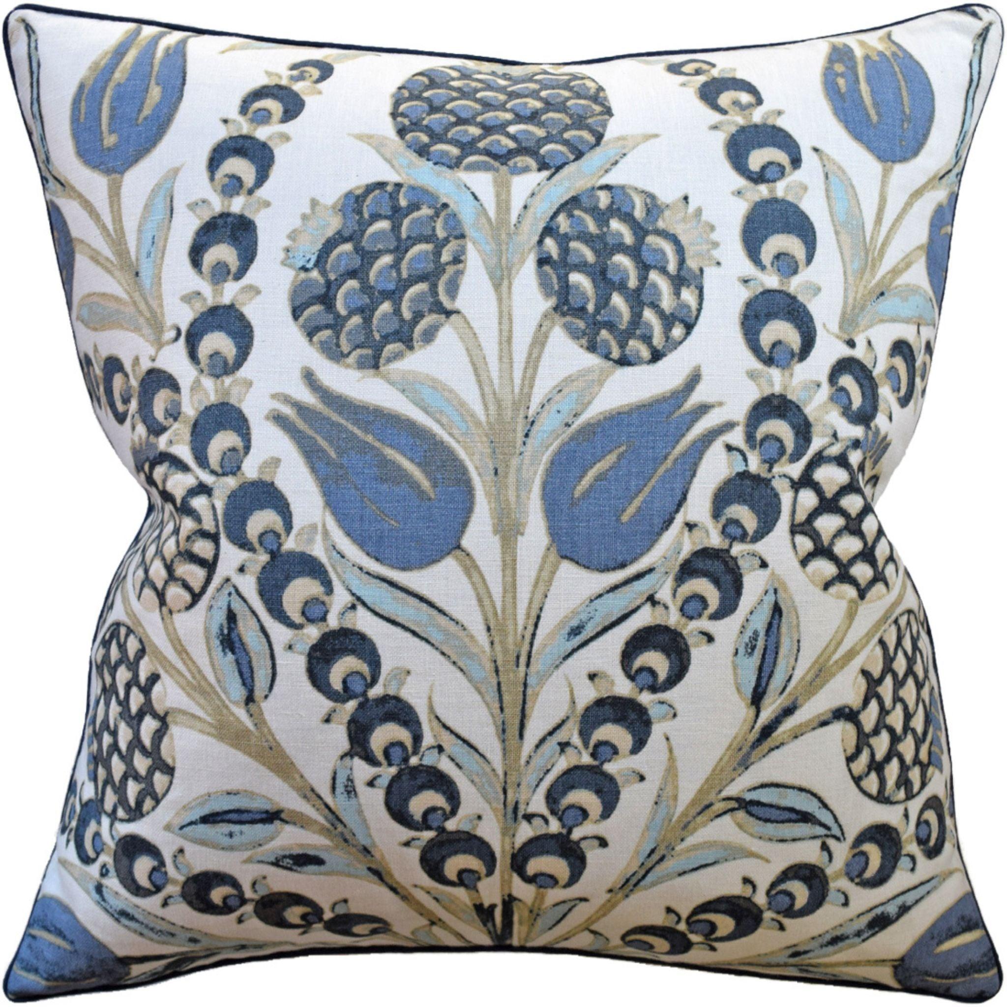 Aqua and Blue Margaut Decorative Square Throw Pillow - Soft Couch Pillow for Living Room, Bedroom, Sofa - Stylish Home Decor Accent for Modern Interiors