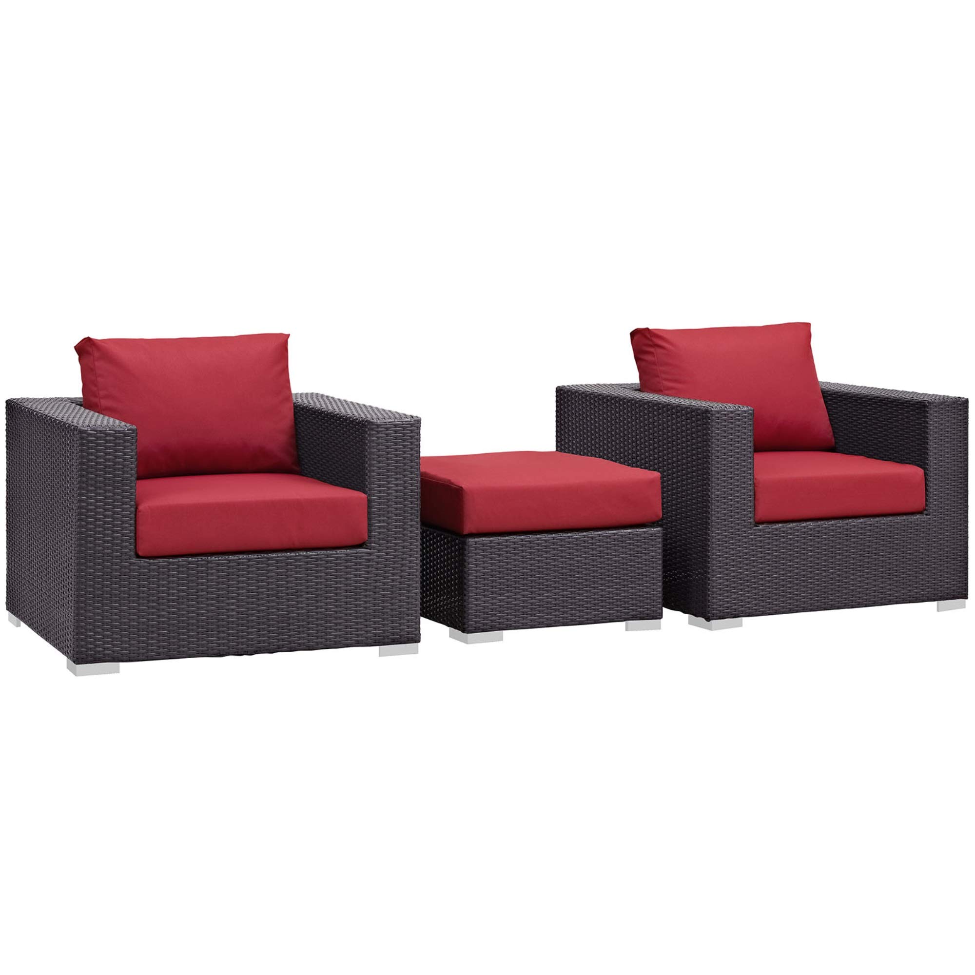 Ergode Convene Outdoor Sectional Sofa Set with 1 Ottoman & 2 Armchairs - Weather-Resistant Synthetic Rattan Furniture with All-Weather Cushions for Patio, Garden, Poolside & Backyard Relaxation