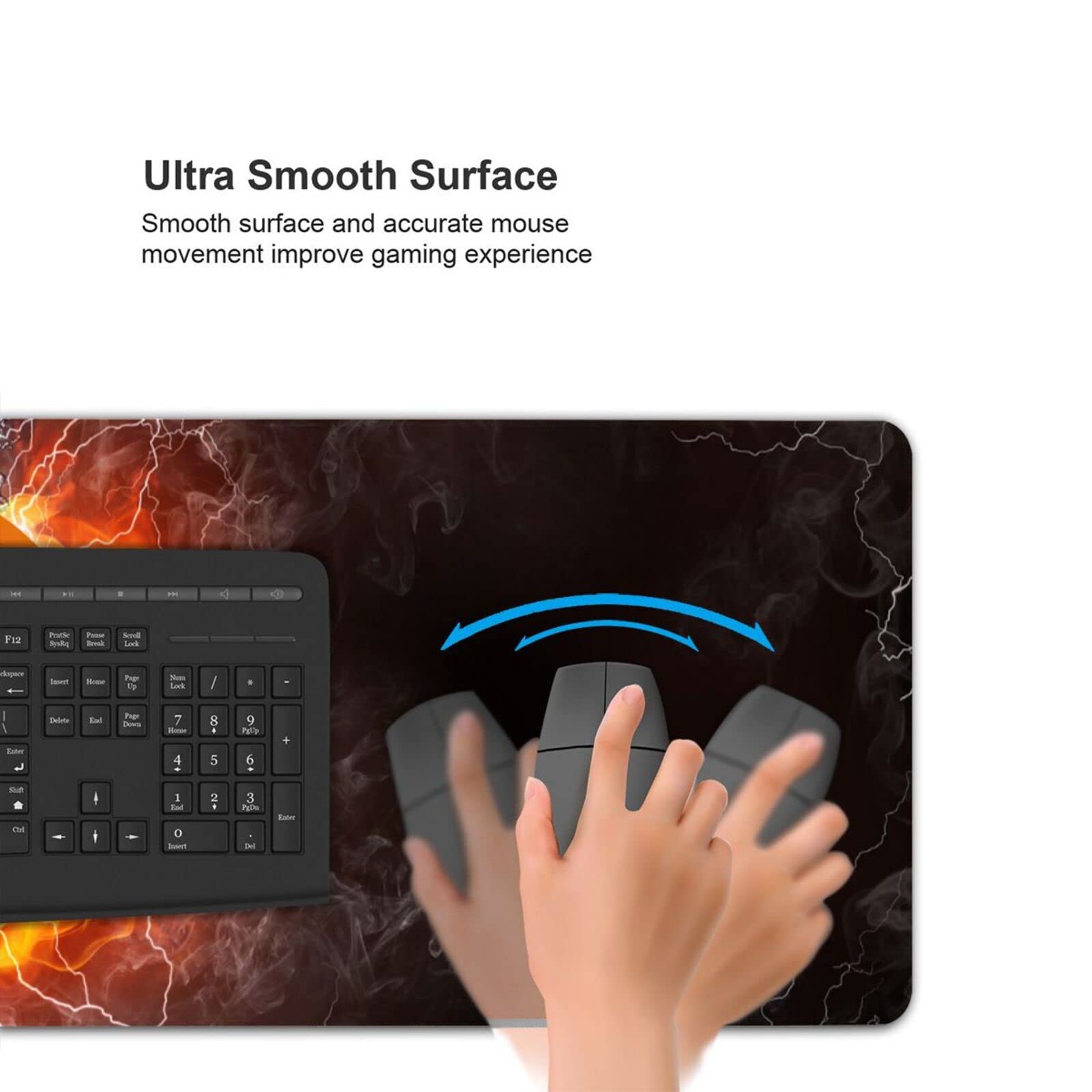 XXL Gaming Mouse Pad 35''×15.7'' - Basketball Fire & Water Design Non-Slip Desk Mat for Office, Computer & Keyboard - Stitched Edges Ergonomic Mousepad - Perfect for Gaming, Work & Home Office Setup