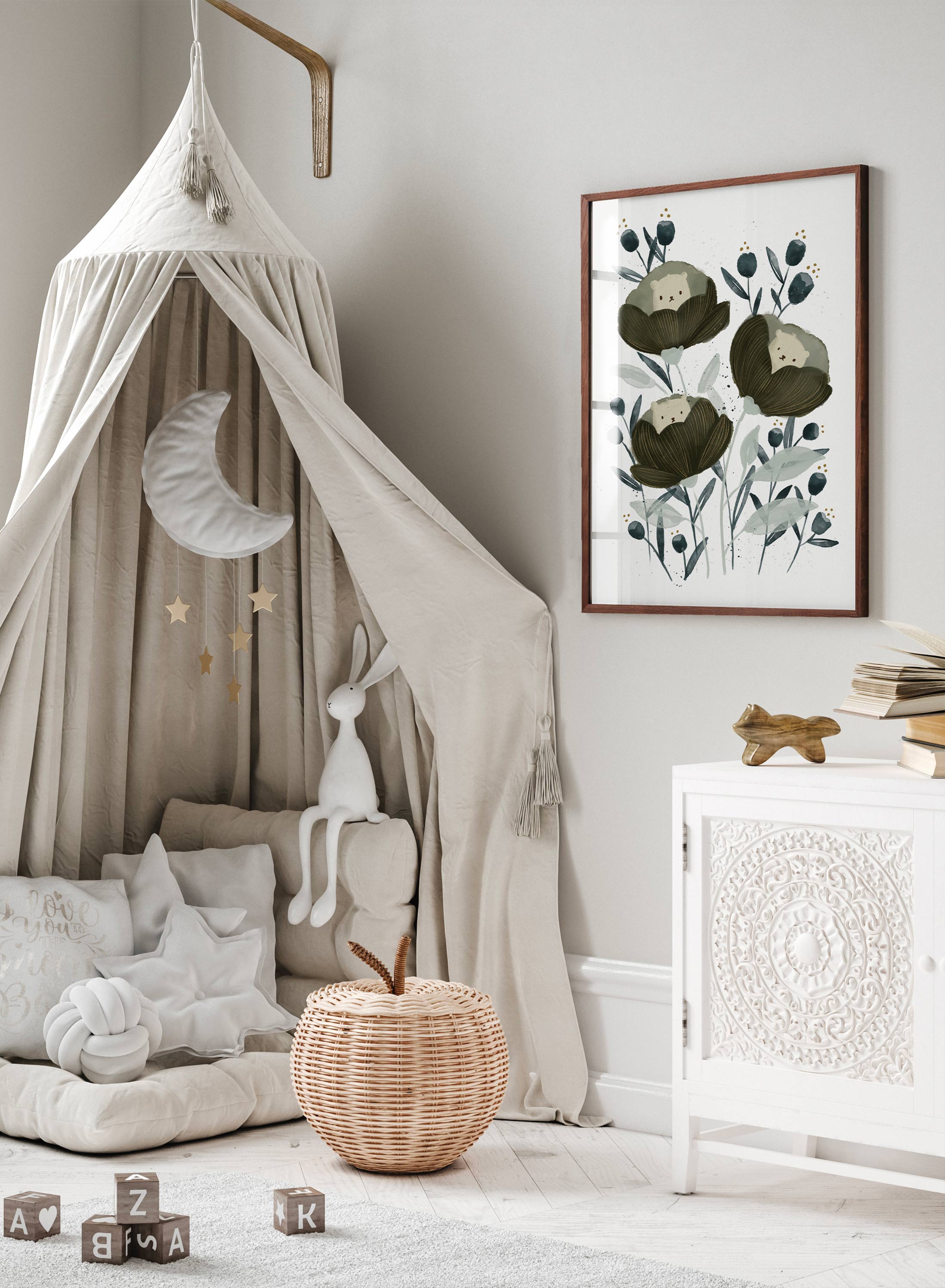 Peek a Boo Poster - Fun Nursery Wall Art for Baby Rooms & Kids Play Areas - Perfect for Interactive Play and Room Decor
