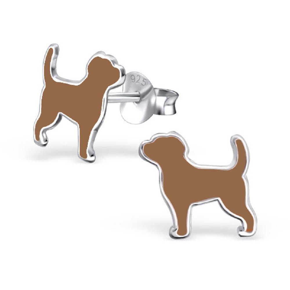 925 Sterling Silver Brown Dog Stud Earrings for Women - Hypoallergenic Pet Lover Jewelry Gift - Perfect for Casual Wear, Parties & Animal Themed Events