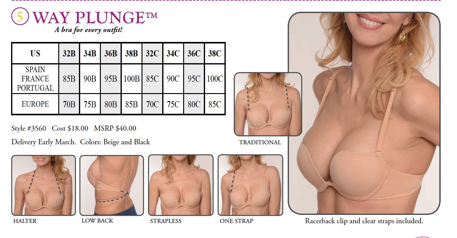 Braza - 5 Way Plunge Bra for Women | Push Up, Strapless, Convertible, Multiway, Backless | Perfect for Evening Wear, Wedding, Party & Special Occasions