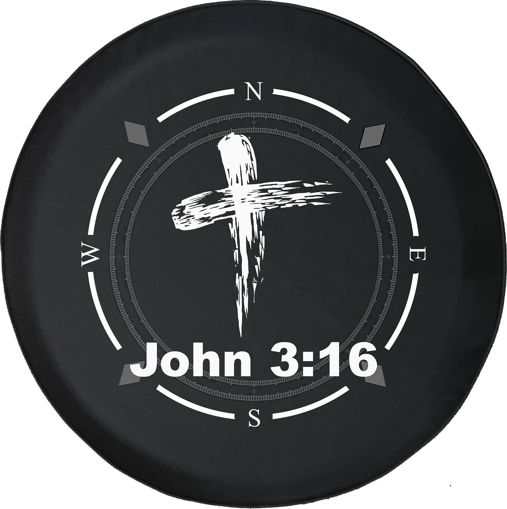 American Unlimited Spare Tire Cover with Compass & John 3:16 Bible Verse - Durable God Cross Wheel Cover for SUV, Trailer, RV Accessories - Perfect for Road Trips, Camping & Outdoor Adventures