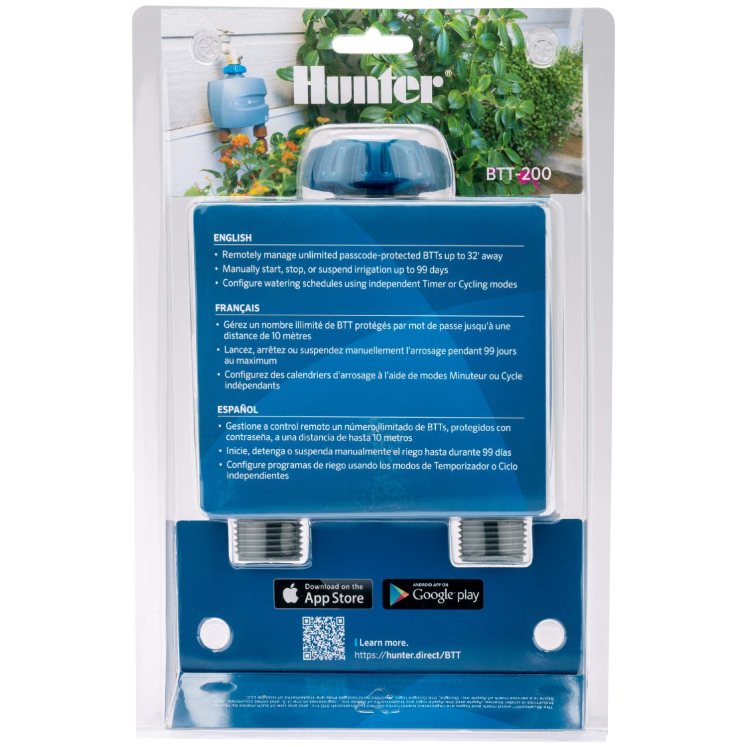 Hunter BTT 2-Zone Outdoor Water Timer - Gray | Automatic Garden Irrigation System for Lawns & Plants | Perfect for Sprinklers, Drip Systems & Hose Watering