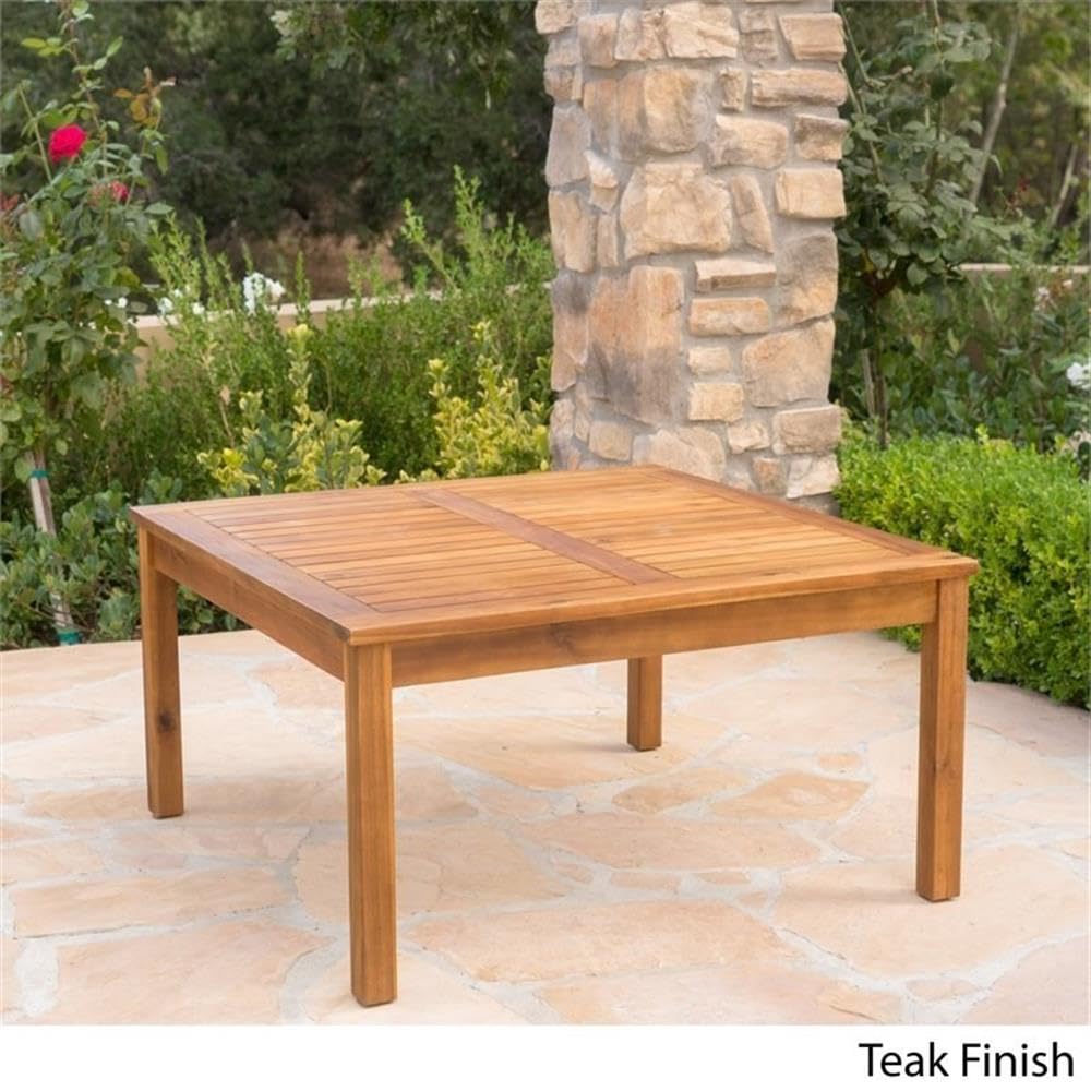 Premium Acacia Wood Coffee Table with Teak Finish - Outdoor & Indoor Use - Perfect for Patio, Garden, and Living Room Decor