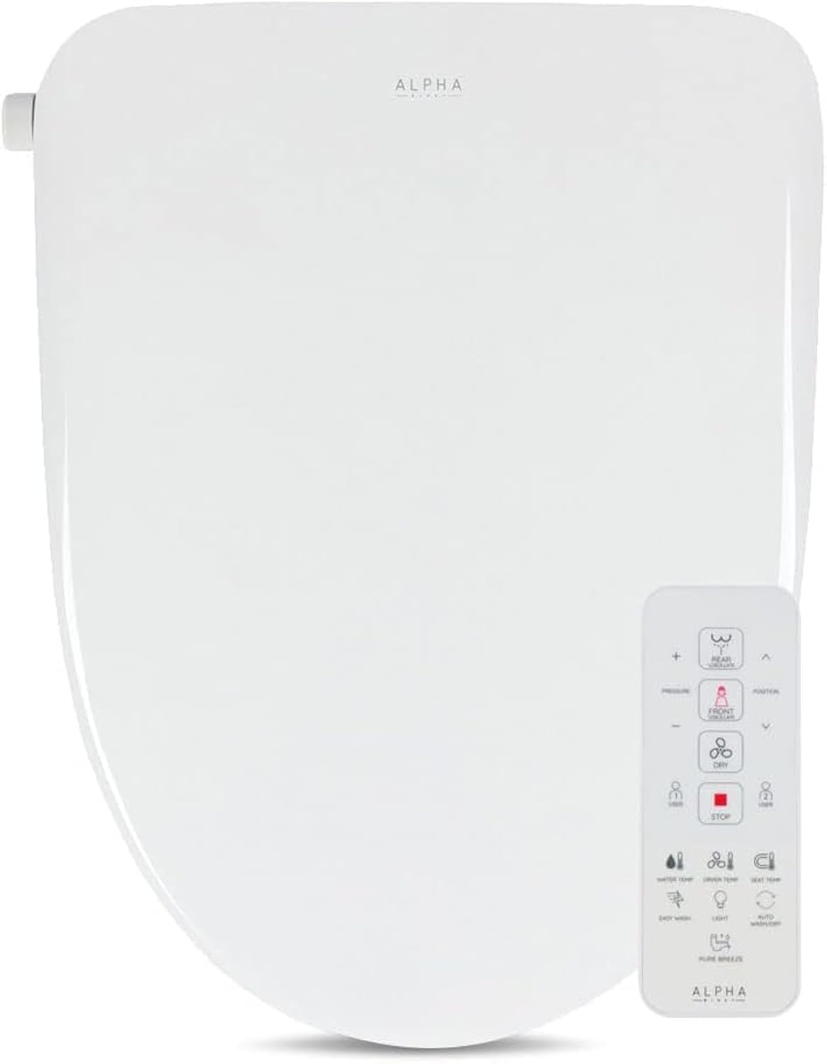 ALPHA BIDET UX Pearl Smart Bidet Toilet Seat - Round White | Ultra Slim Design | Instant Warm Water | Self-Cleaning Stainless Steel Nozzle | LED Night Light | Warm Air Dryer | Built-in Deodorizer | 3-Year Warranty | Perfect for Modern Bathrooms, Elderly Care & Post-Surgery Comfort