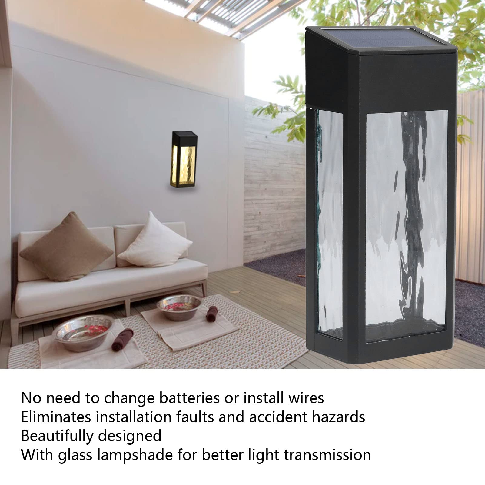 Solar Powered Outdoor Wall Sconce Lights - Waterproof LED Fence Lighting for Patio, Deck, Yard, Stairs & Front Door - Decorative Solar Garden Lights for Forest, Pathway & Landscape Illumination