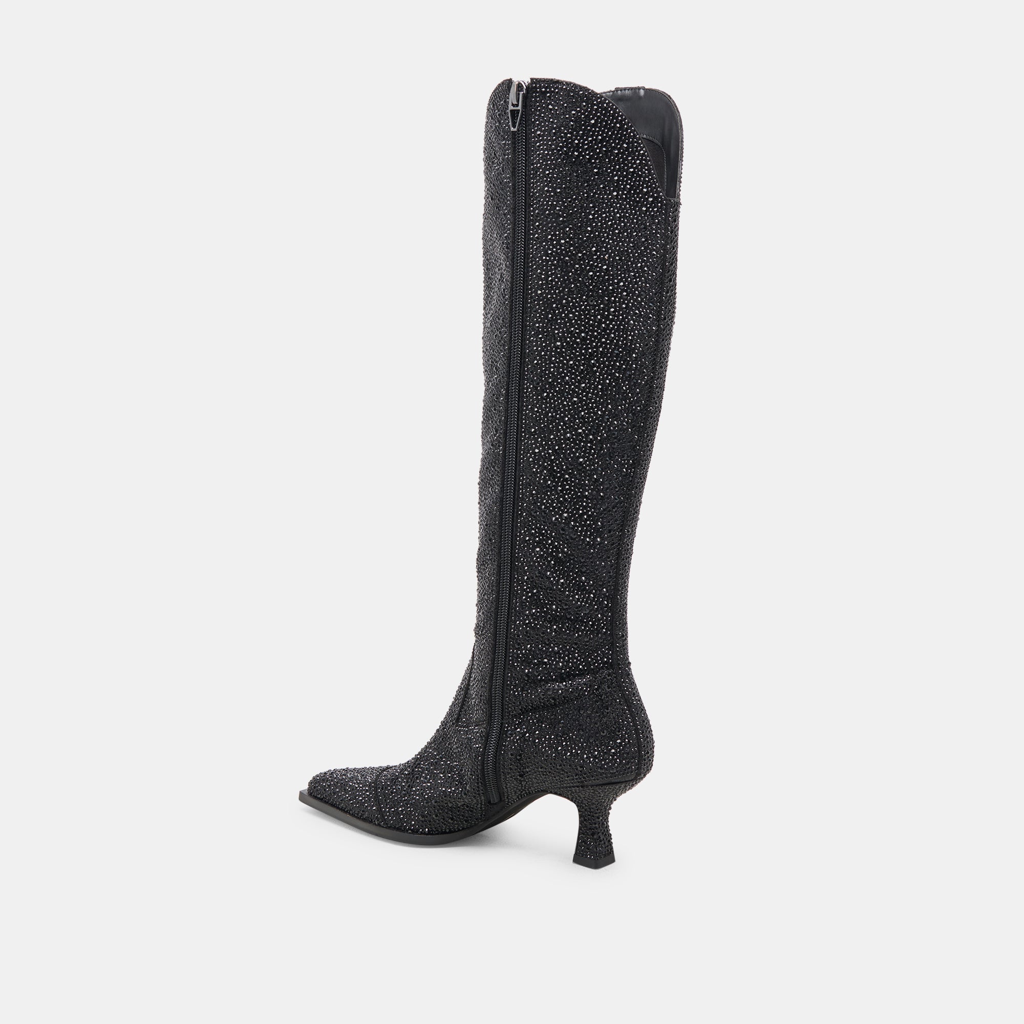 Ariana Black Metallic Crystal Boots for Women - Stylish & Elegant Party Shoes for Night Out, Wedding, and Special Occasions