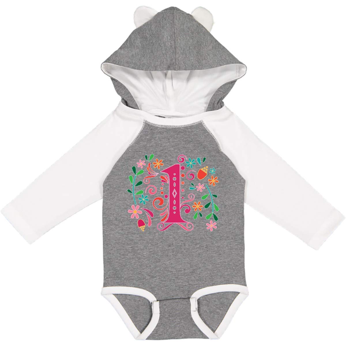 1st Birthday Outfit for Girls - Inktastic Long Sleeve Creeper | 1 Year Old Baby Girl Party Clothes | Perfect for Birthday Photos, Celebrations & Special Occasions