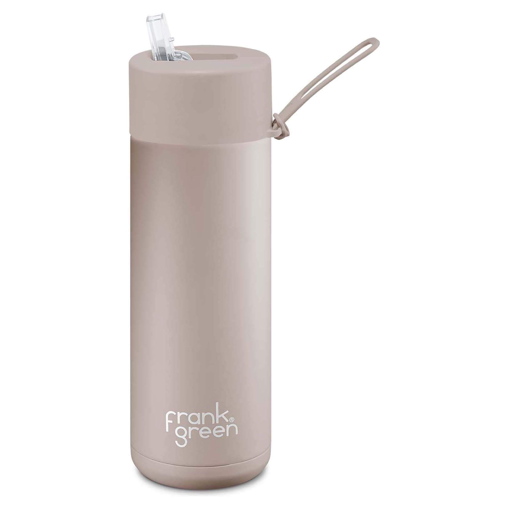 595ml Stainless Steel Ceramic Reusable Straw Lid Water Bottle - Eco-Friendly Insulated Tumbler for Hot & Cold Drinks - Perfect for Gym, Office, Travel and Outdoor Activities
