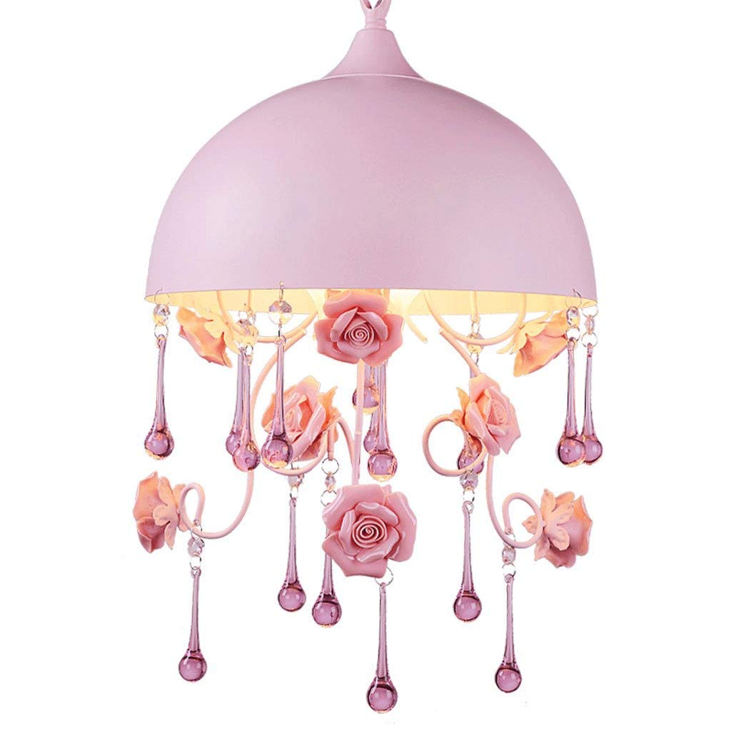 SPNEC Modern Princess Bedroom Chandelier - Pink Ceramic Rose Flower Semi-Circle Ceiling Light for Girls Room, Nursery, Wedding Decor & Home Interior Design