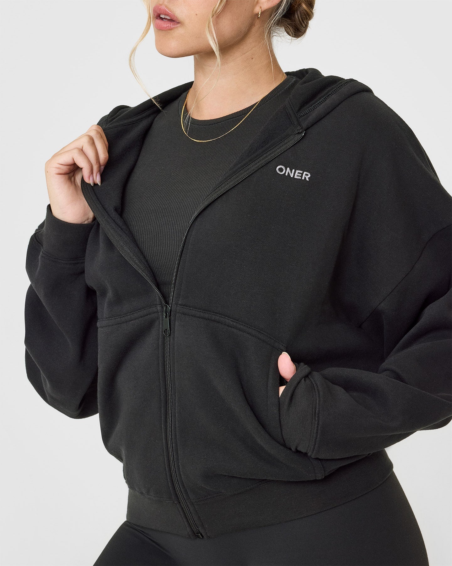 Mid Weight Zip Through Hoodie - Soft Black Fleece Pullover for Men & Women | Cozy Casual Wear for Outdoor Activities & Lounge