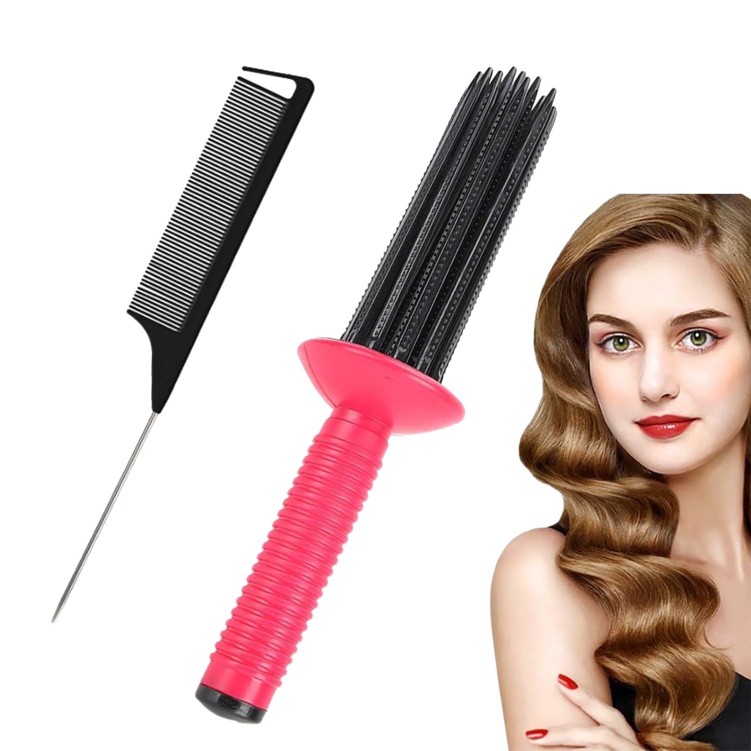 2-in-1 Hair Curler & Styler - Volumizing Air Curling Iron with Comb Attachment for Women | Perfect for Salon-Quality Curls at Home, Travel & Daily Styling