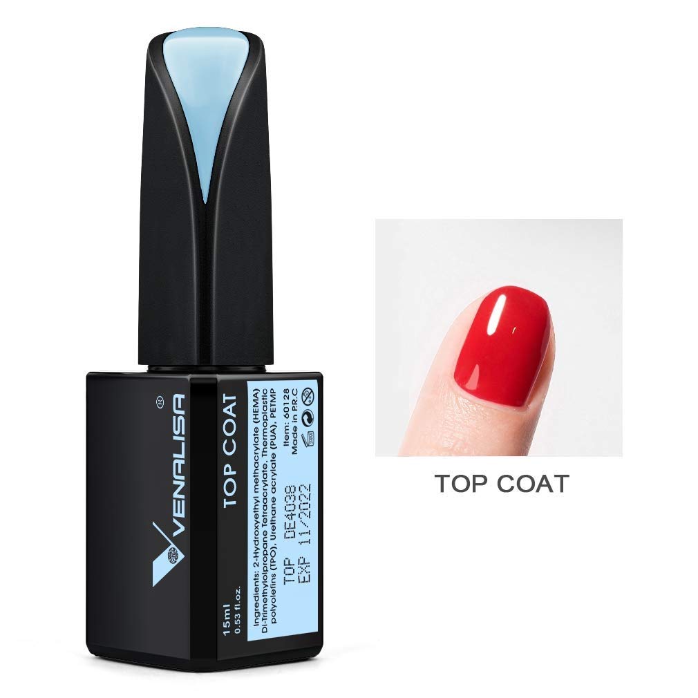 VENALISA 15ml Base & Top Coat Nail Polish Gel Set - UV LED Soak Off, Matte & Shine Finish, Long Lasting Manicure for Home & Salon Use (Ven-15ml-Base+Top) - Perfect for DIY Nail Art, Gel Extensions, and Professional Nail Services