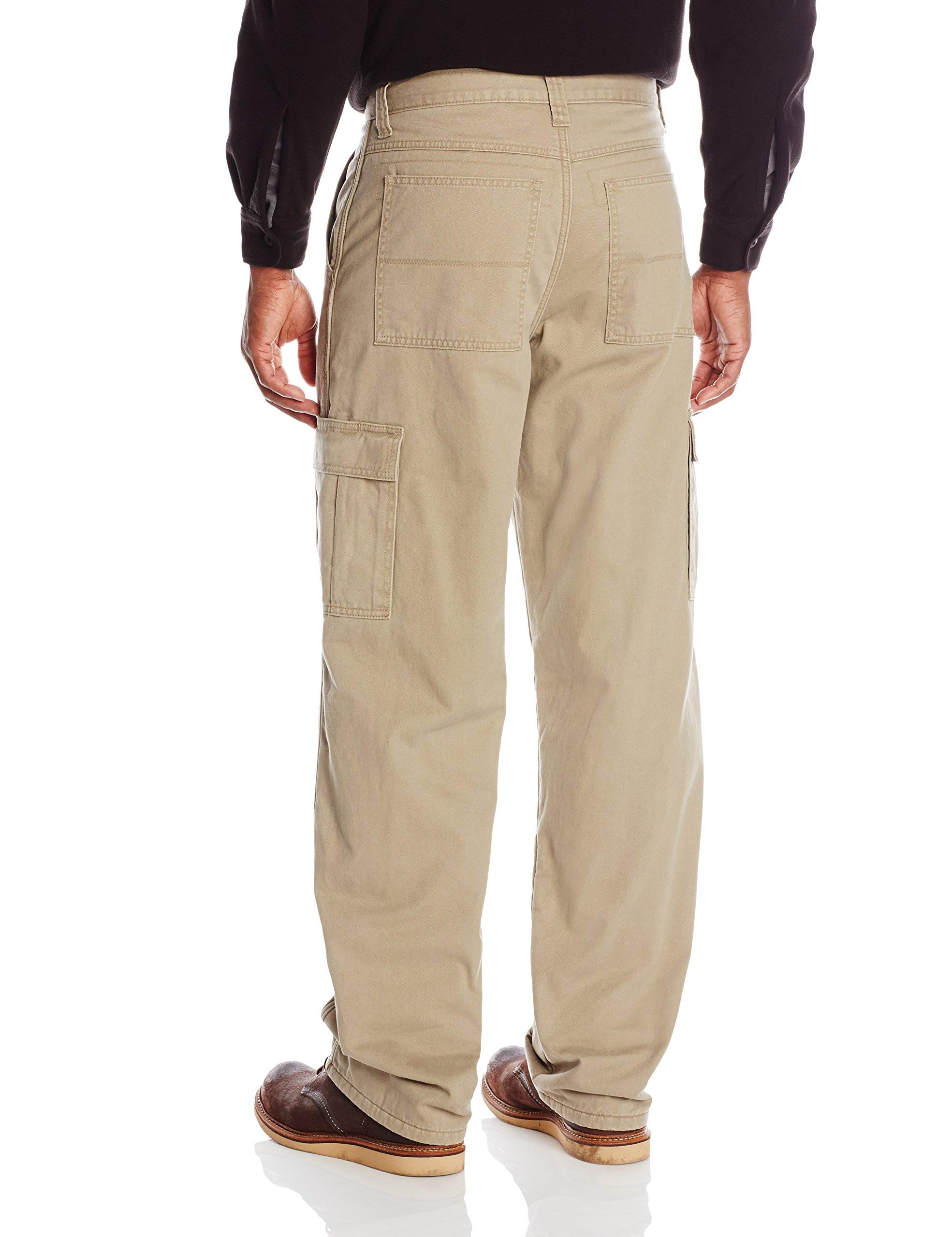 Wrangler Authentics Men's Fleece Lined Cargo Pants - Winter Work Pants with Pockets for Outdoor, Hiking & Casual Wear