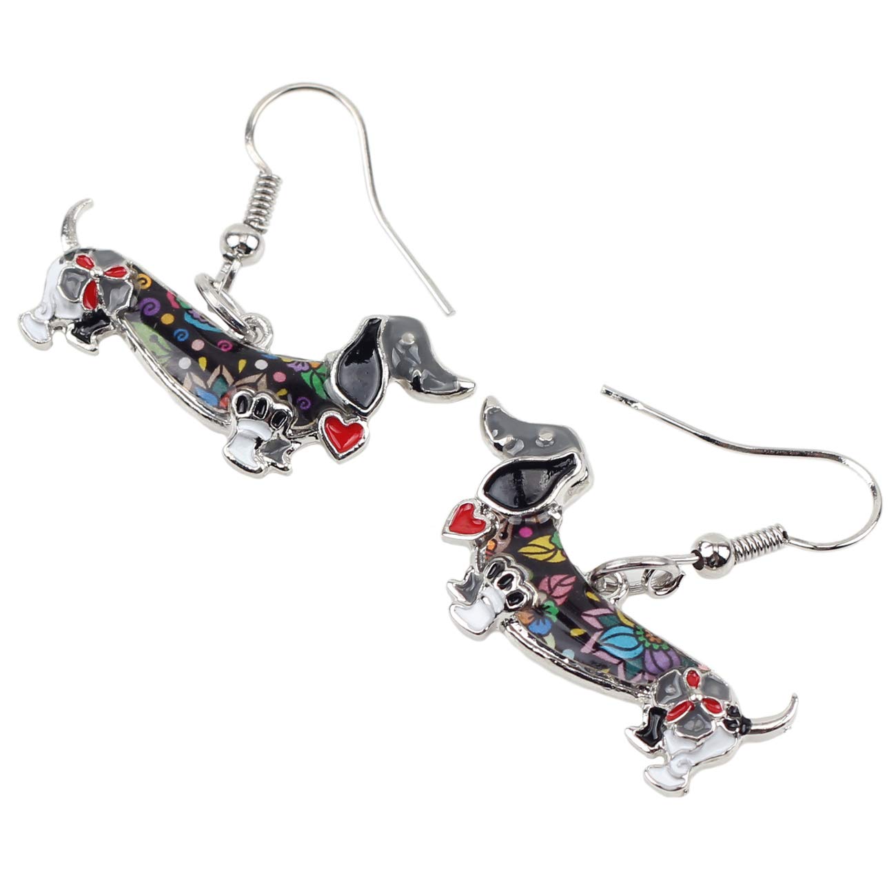 BONSNY Enamel Dachshund Dog Earrings for Women - Funny Pet Jewelry Gift for Dog Lovers