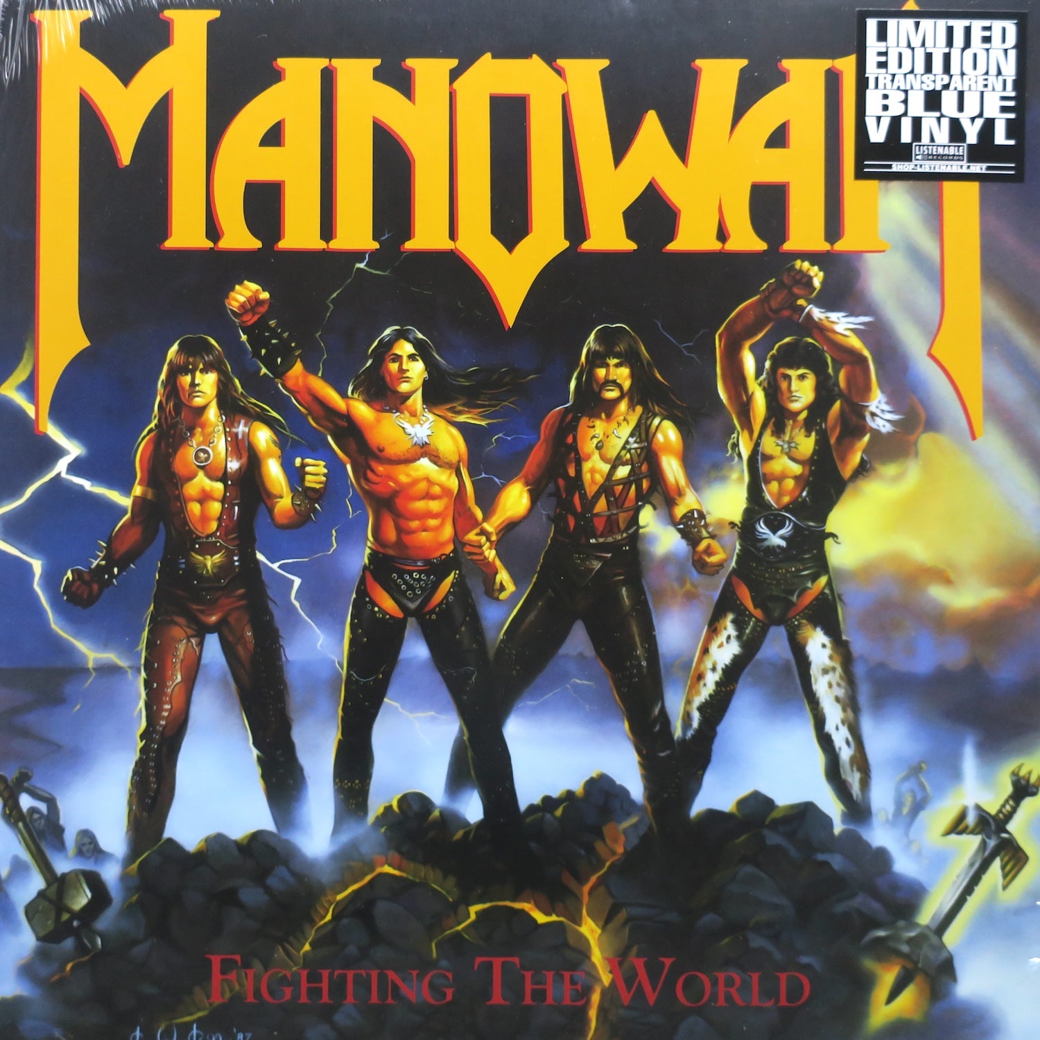 MANOWAR 'Fighting The World' Limited Edition Blue Vinyl LP Record - Heavy Metal Music Collectible for Audiophiles & Vinyl Enthusiasts | Perfect for Home Listening, Gifts & Music Collections