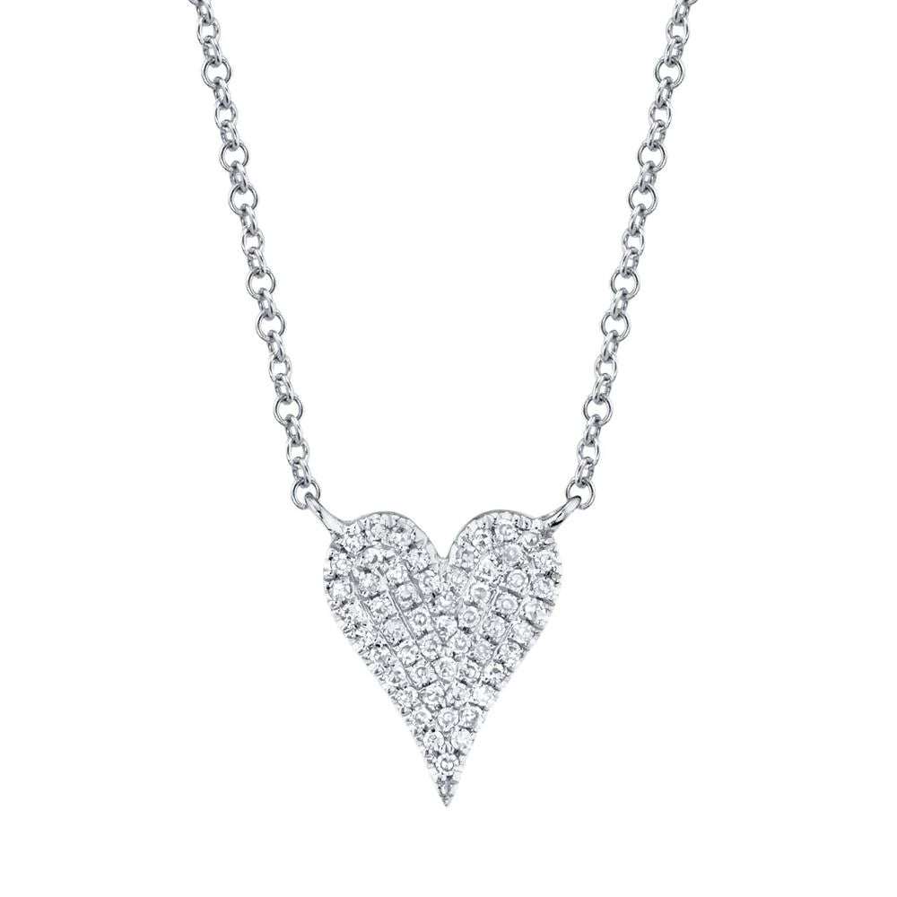 Diamond Pave Heart Pendant Necklace for Women - 14K Gold Plated Sterling Silver Romantic Jewelry Gift for Valentine's Day, Anniversary & Special Occasions
