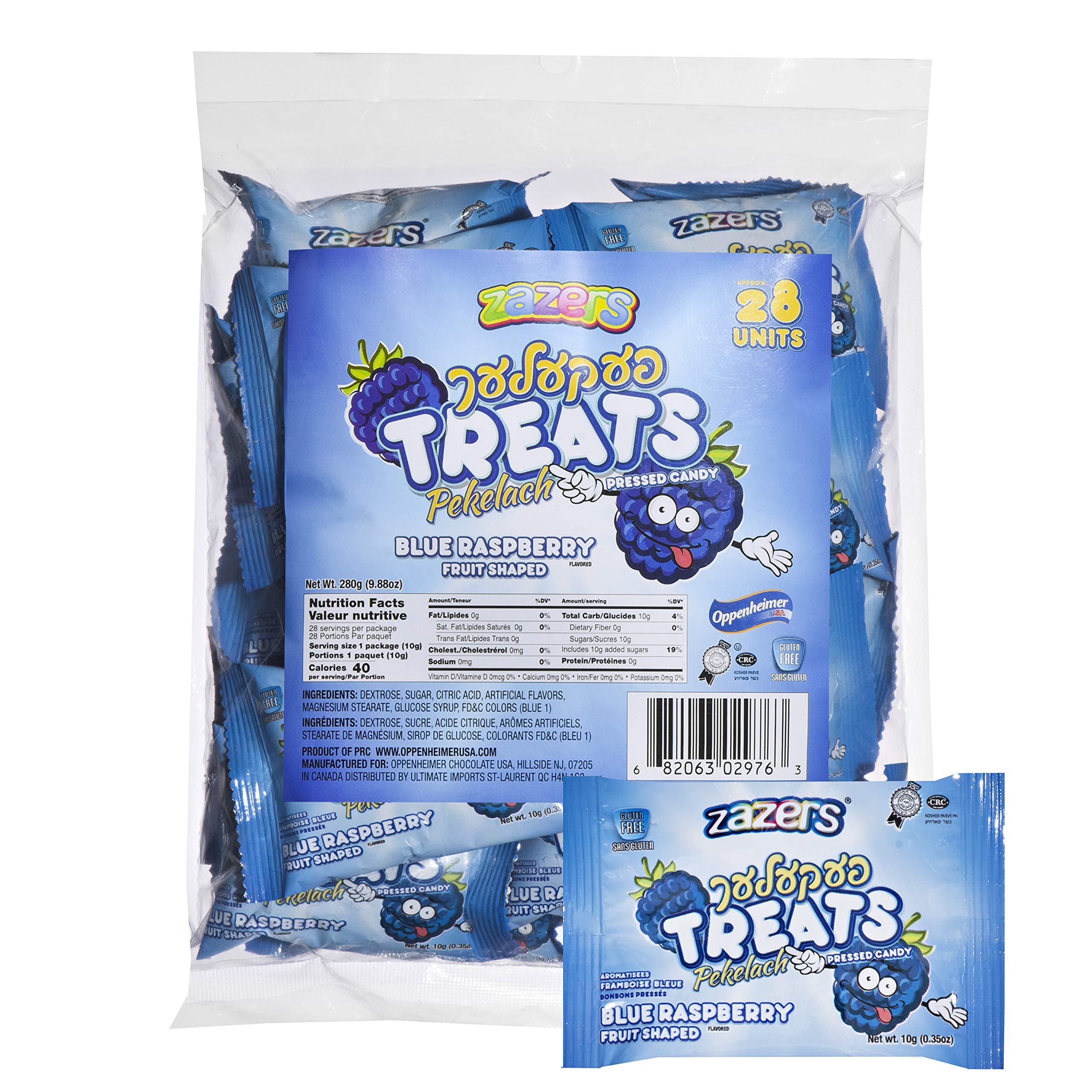 Blue Raspberry Hard Candy - Gluten Free, Kosher (28-Pack) for Parties & Gifts