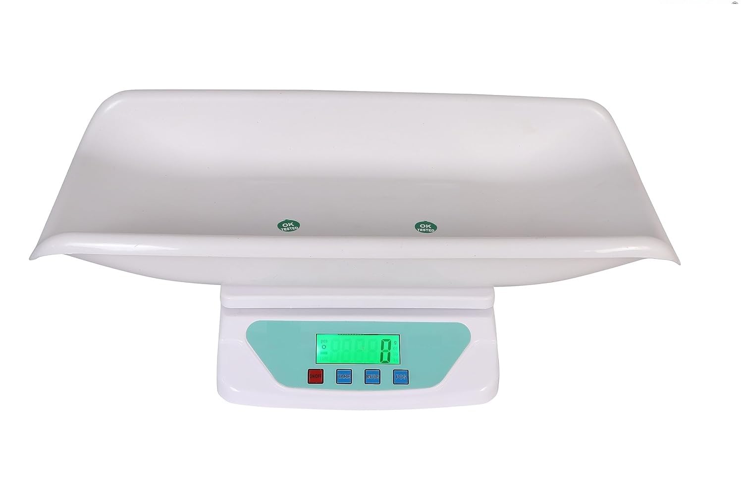 SPANCARE PHARMACUTICALS Digital Baby Scale with Tray - Accurate Newborn Weight Scale up to 30kg/66lbs for Infants & Toddlers - Perfect for Home, Clinic & Pediatric Use