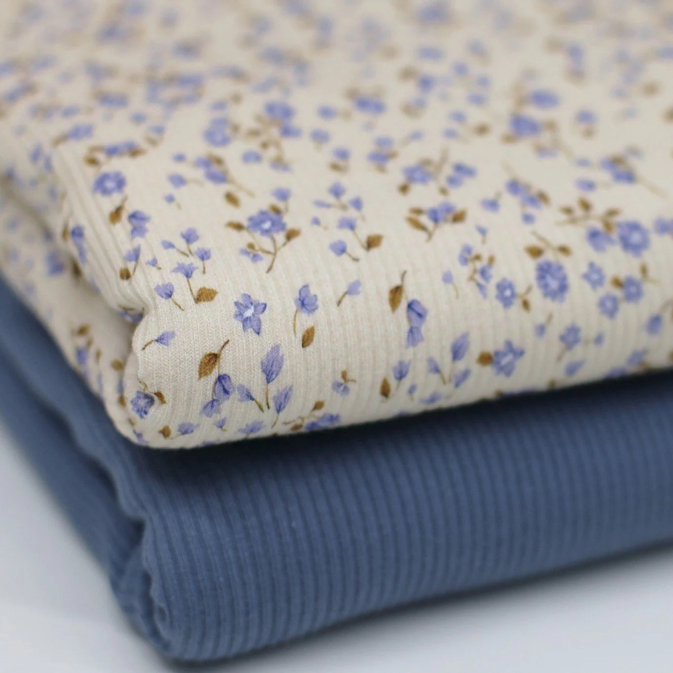 Blue Mini Floral Ribbed Knit Sweater - Women's Casual Pullover for Spring & Fall | Perfect for Office, Dating & Weekend Outfits