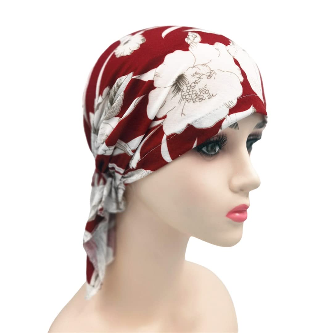 Bohemian Floral Slouchy Beanie - Pre-Tied Chemo Turban Hats for Women | Soft Cancer Headwear for Travel, Hiking & Outdoor Activities | Trendy Head Cover for Chemotherapy Patients & Fashion Accessory