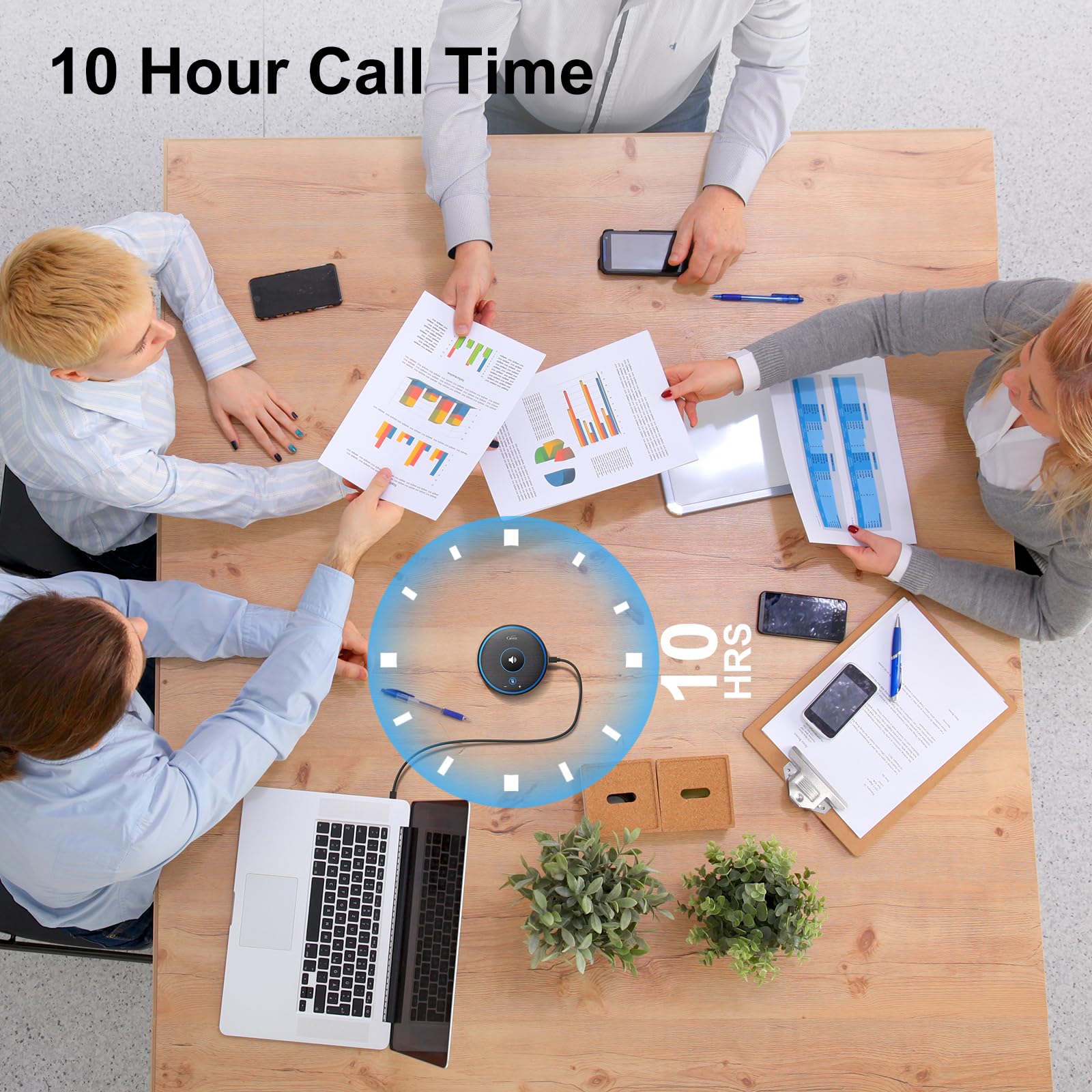 4 Wireless Mics Conference Speaker with AI Noise Reduction & 360° Voice Pickup | USB Speakerphone for Zoom, Teams, Webex | Ideal for Business Meetings, Webinars & Remote Work