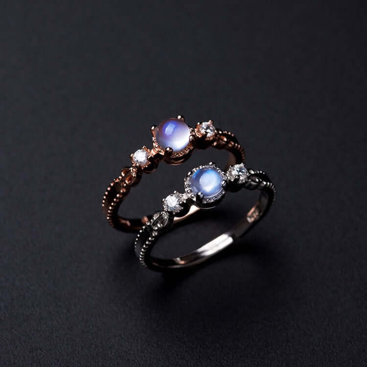 18K Gold Sterling Silver Moonstone Gemstone Ring for Women – Elegant Handmade Jewelry for Engagement, Wedding & Special Occasions | FME R242